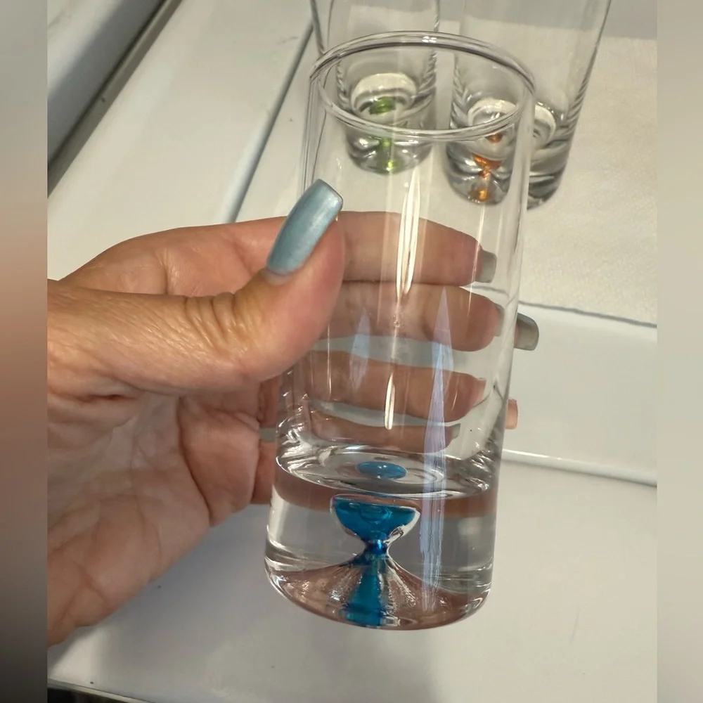 Carnival Cruise Set of 8 Clear Shot Glasses with Colorful Base